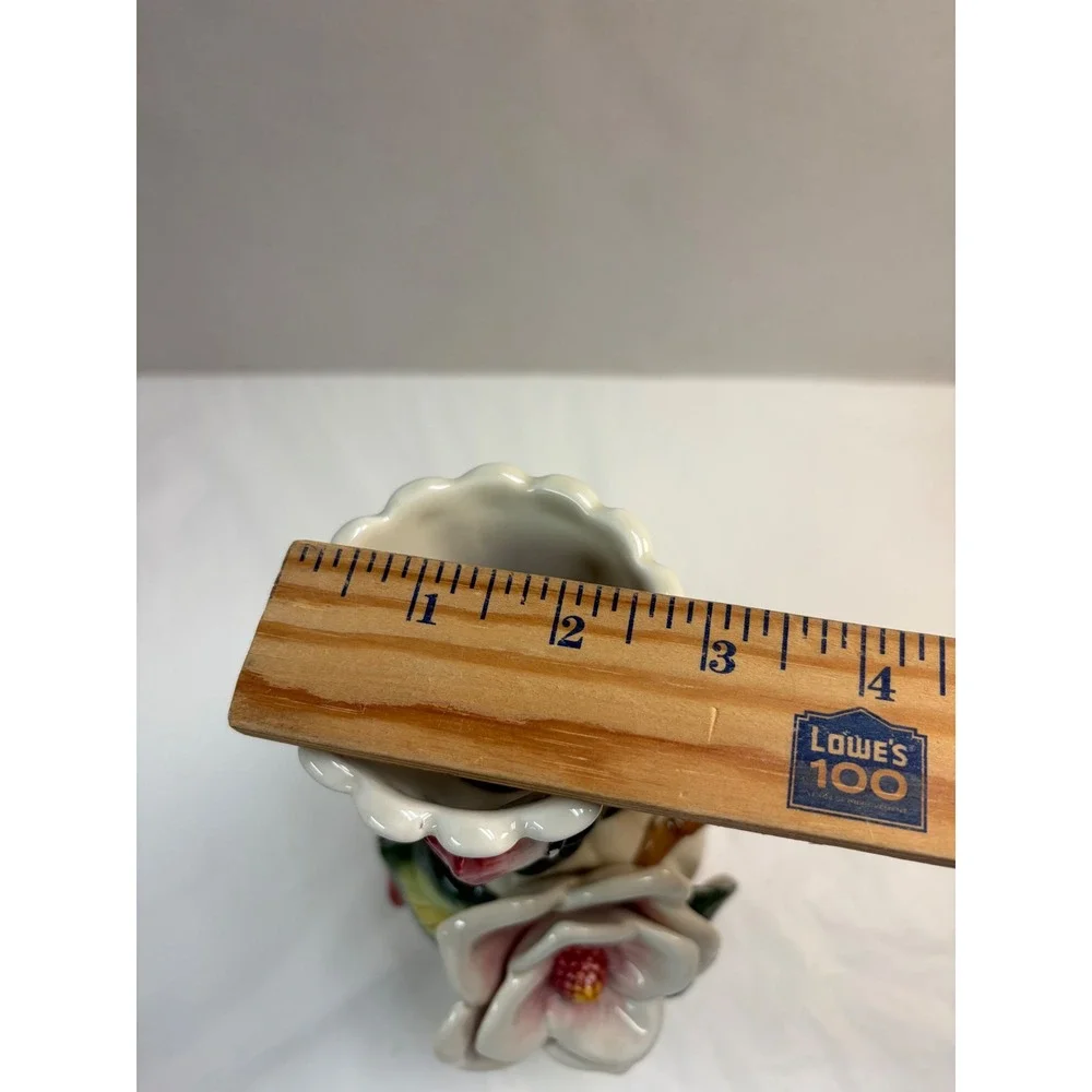 Fitz & Floyd Classics Magnolia Ceramic Vase Handcrafted China White Floral 7.5